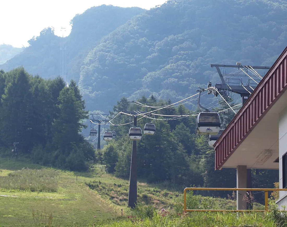 丸沼高原の日光白根山ロープウェイのゴンドラと山頂駅